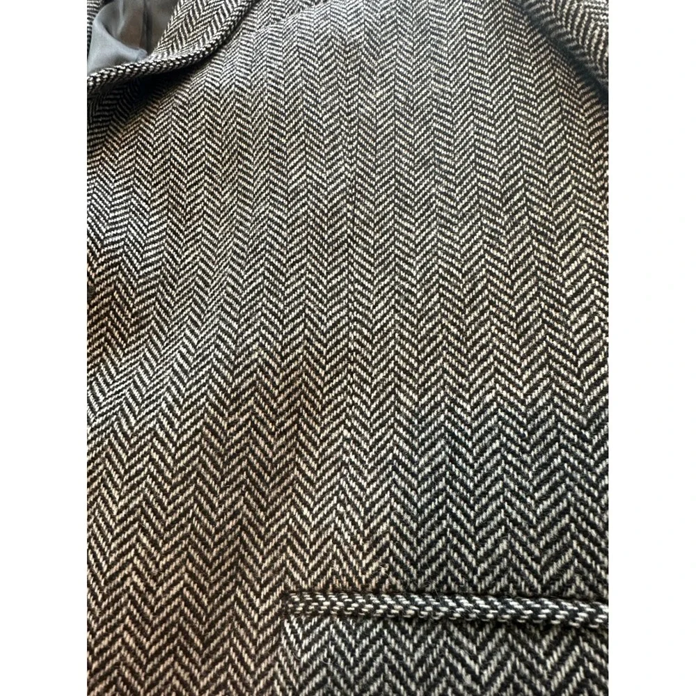 Lauren Ralph Lauren Mens Slim Fit Herringbone Blazer Jacket Black White 40R